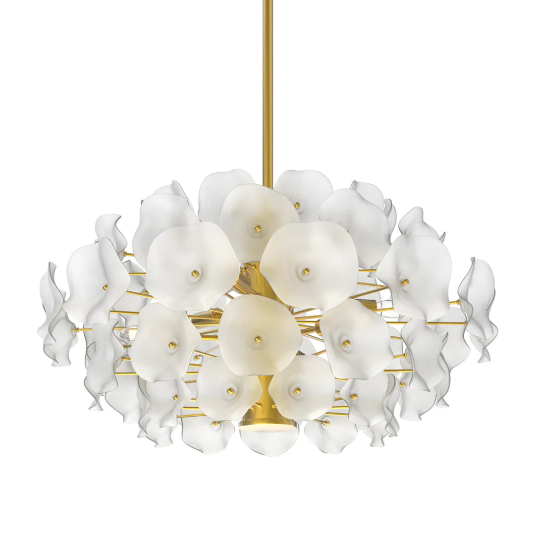 Floral White Gold Chandelier