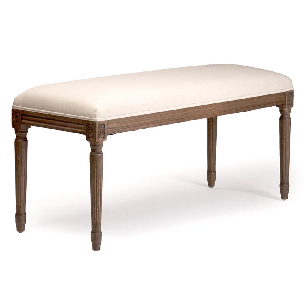 French Oak Cotton White Bench