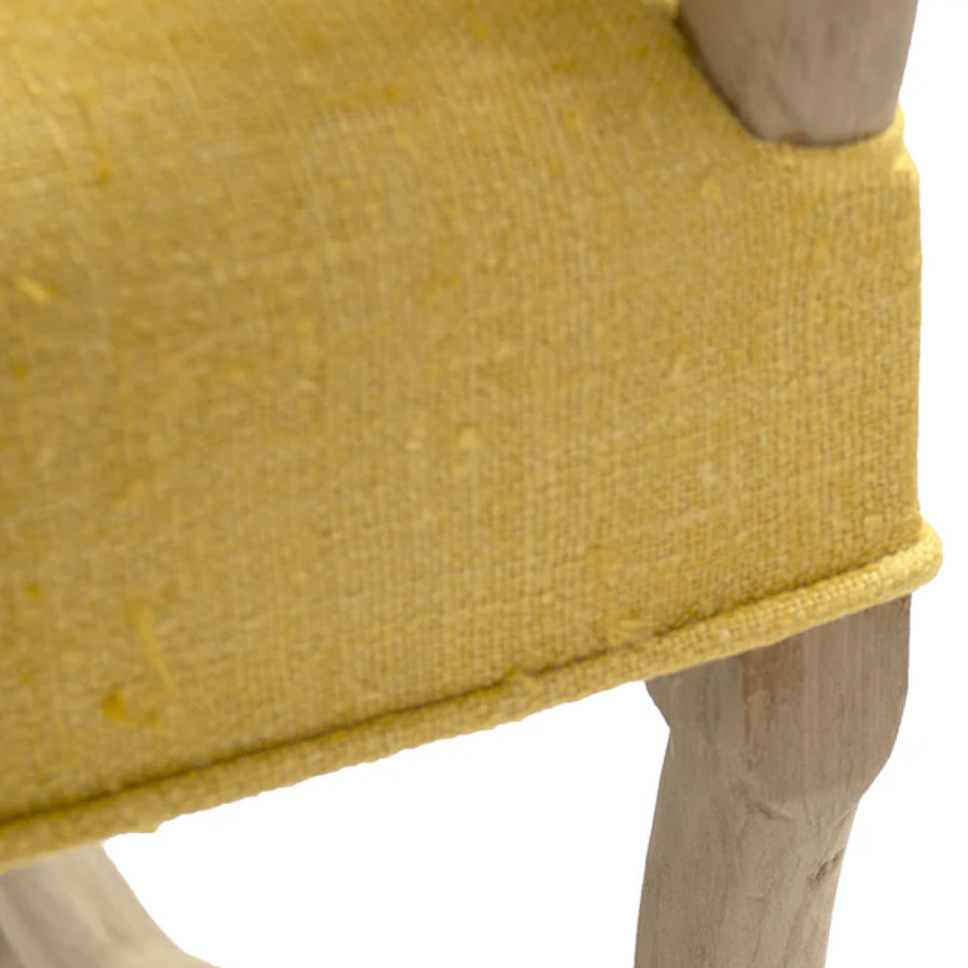 French Upholstered Silk Yellow Bench