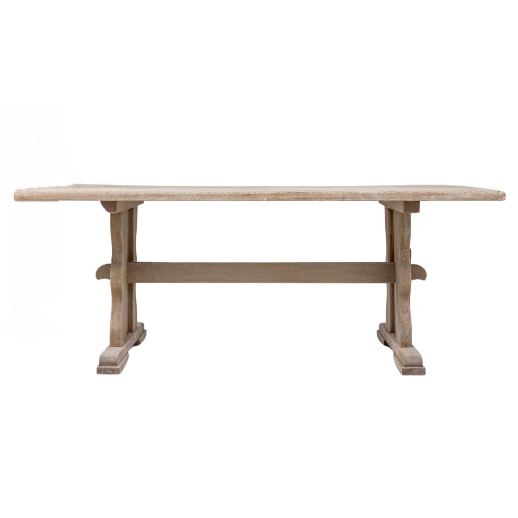 French Provincial Oak Trestle Dining Table, Circa 1940