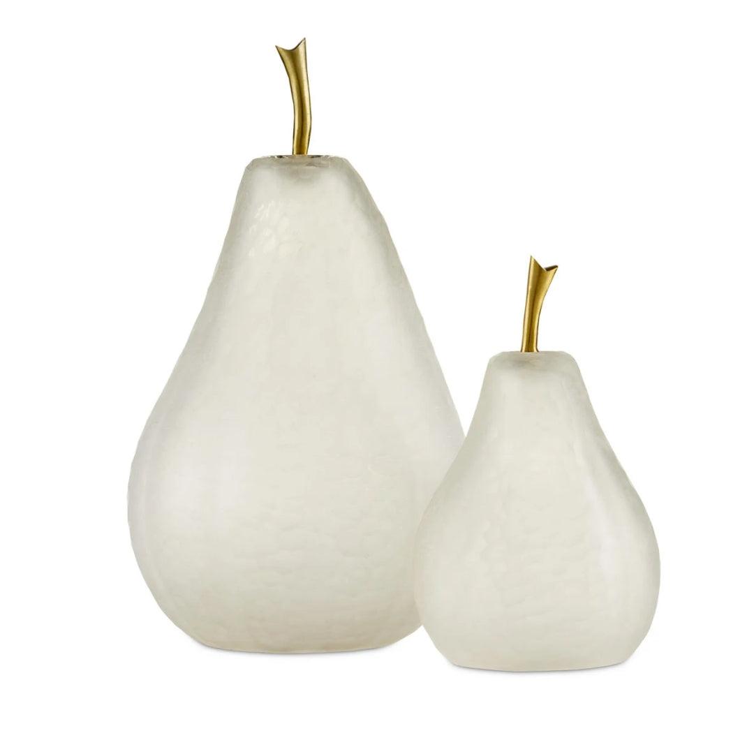 Frosted Glass Pear Sculpture Set