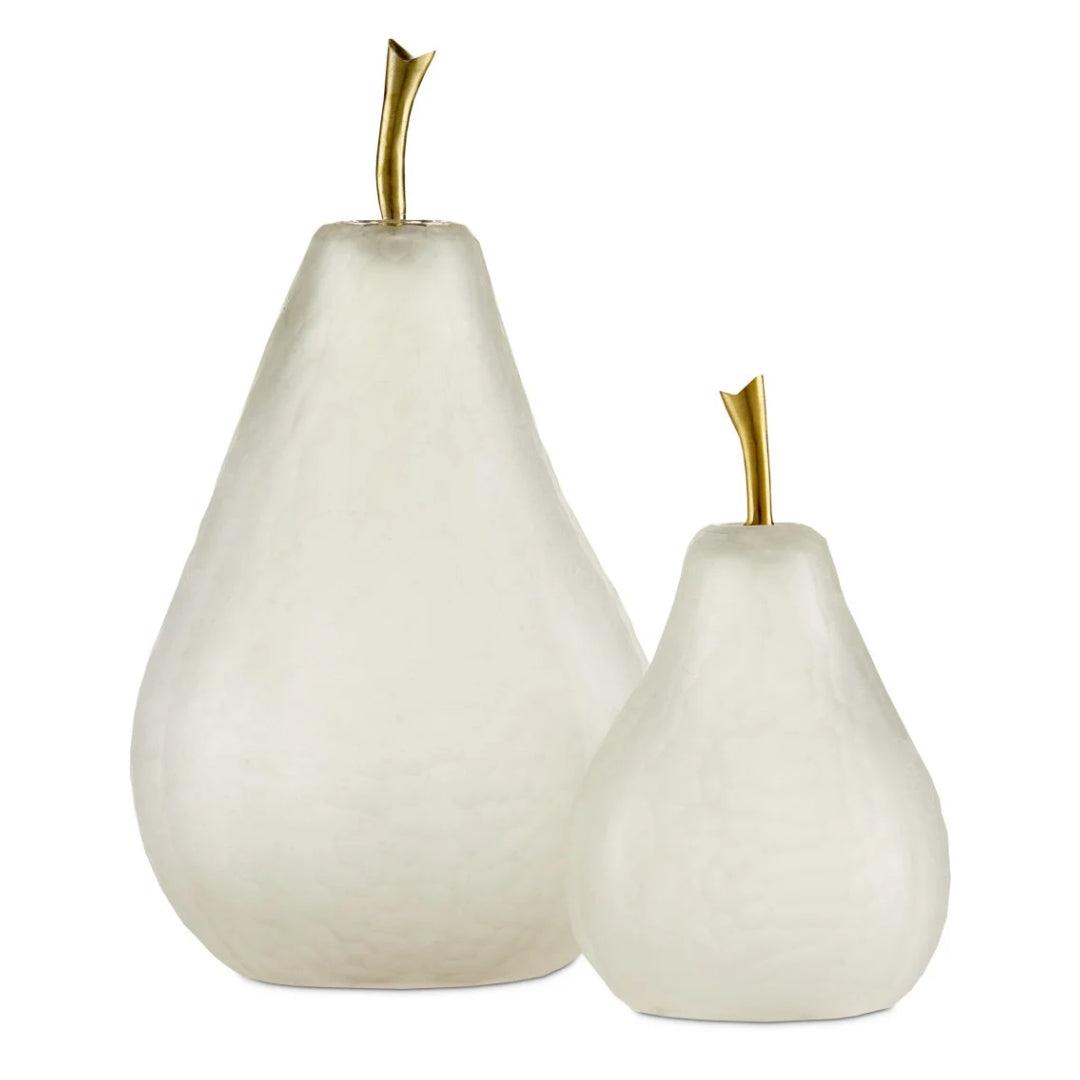 Frosted Glass Pear Sculpture Set