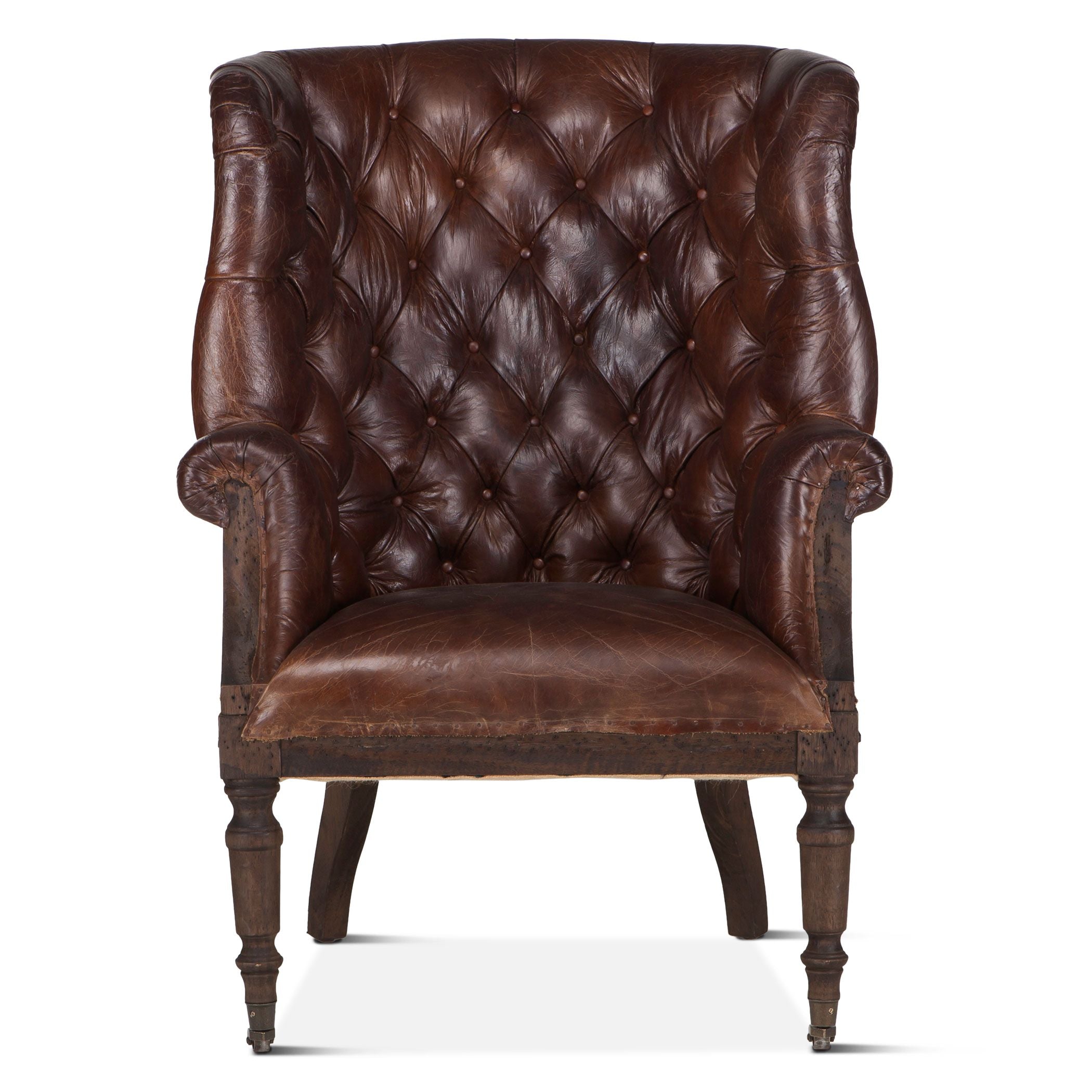 Vintage Cigar Leather Deconstructed Accent Chair