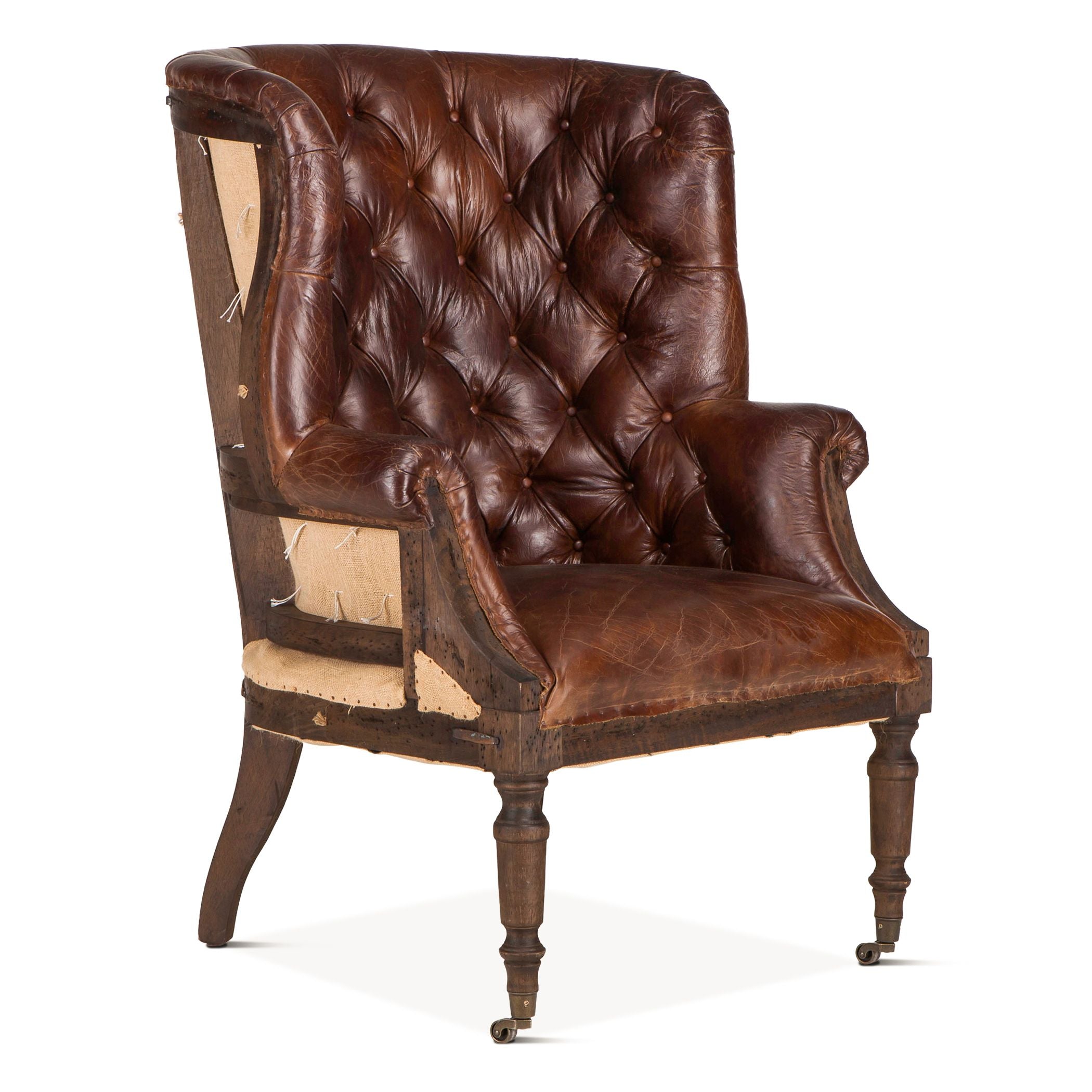 Vintage Cigar Leather Deconstructed Accent Chair