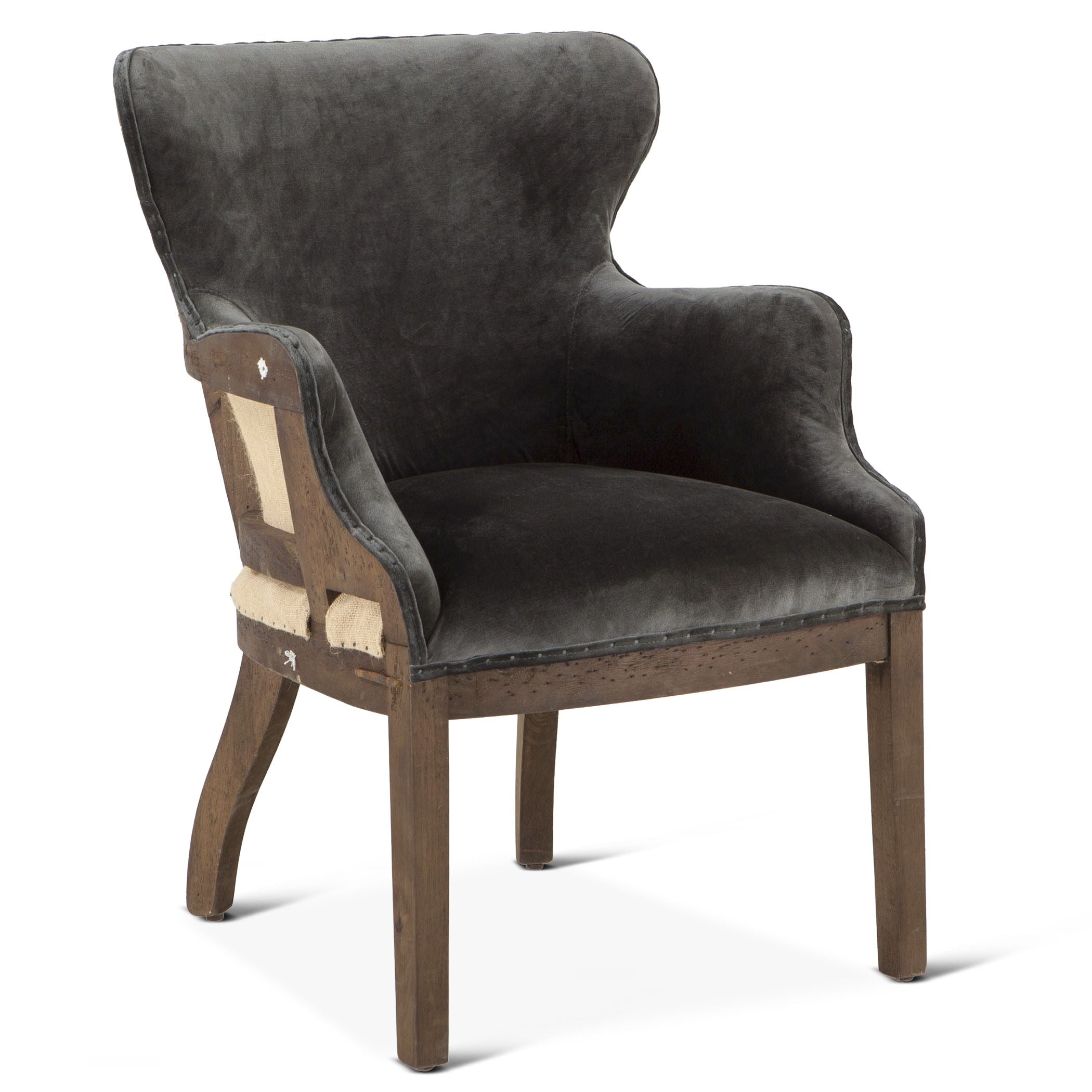 Deconstructed Gray Velvet Accent Chair