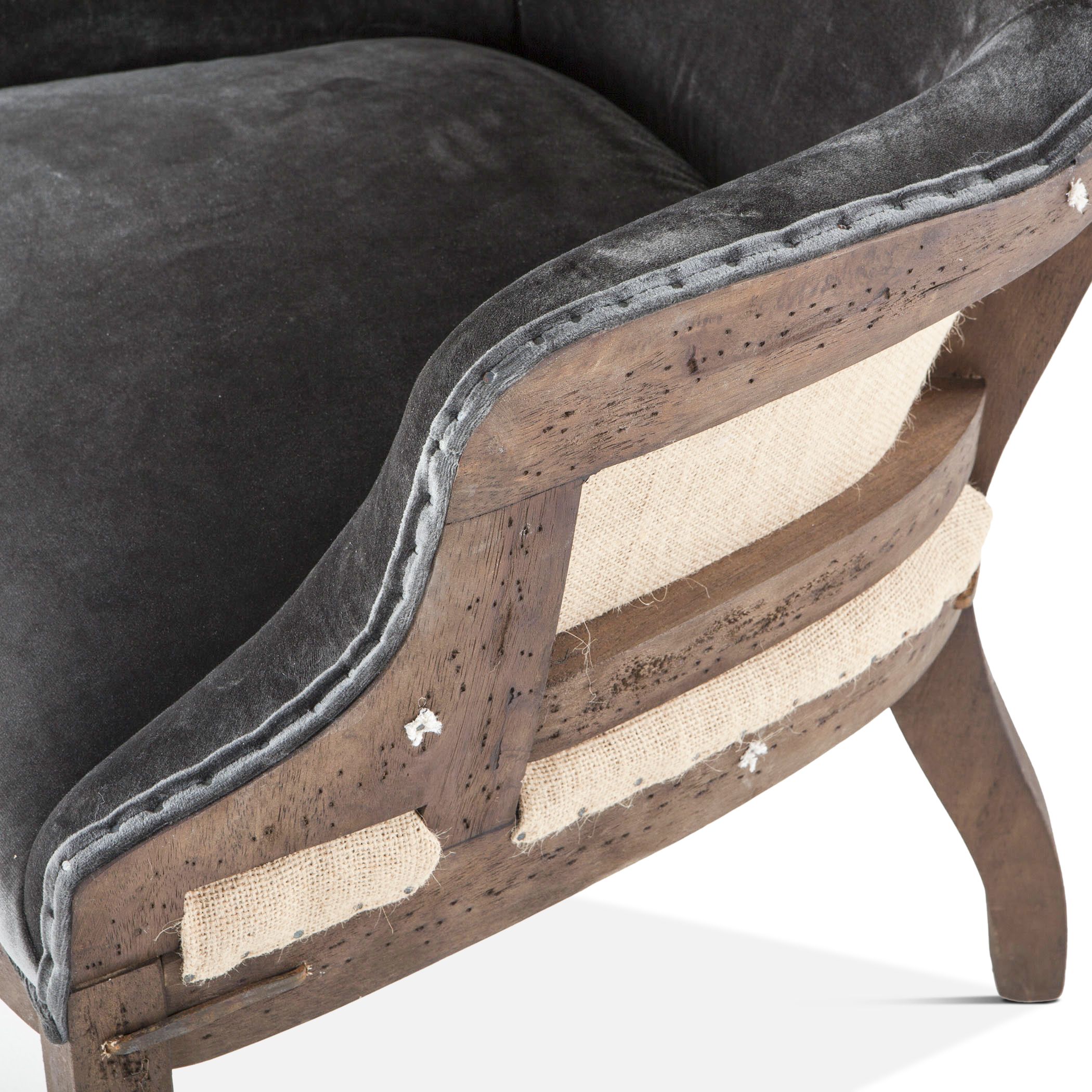 Deconstructed Gray Velvet Accent Chair