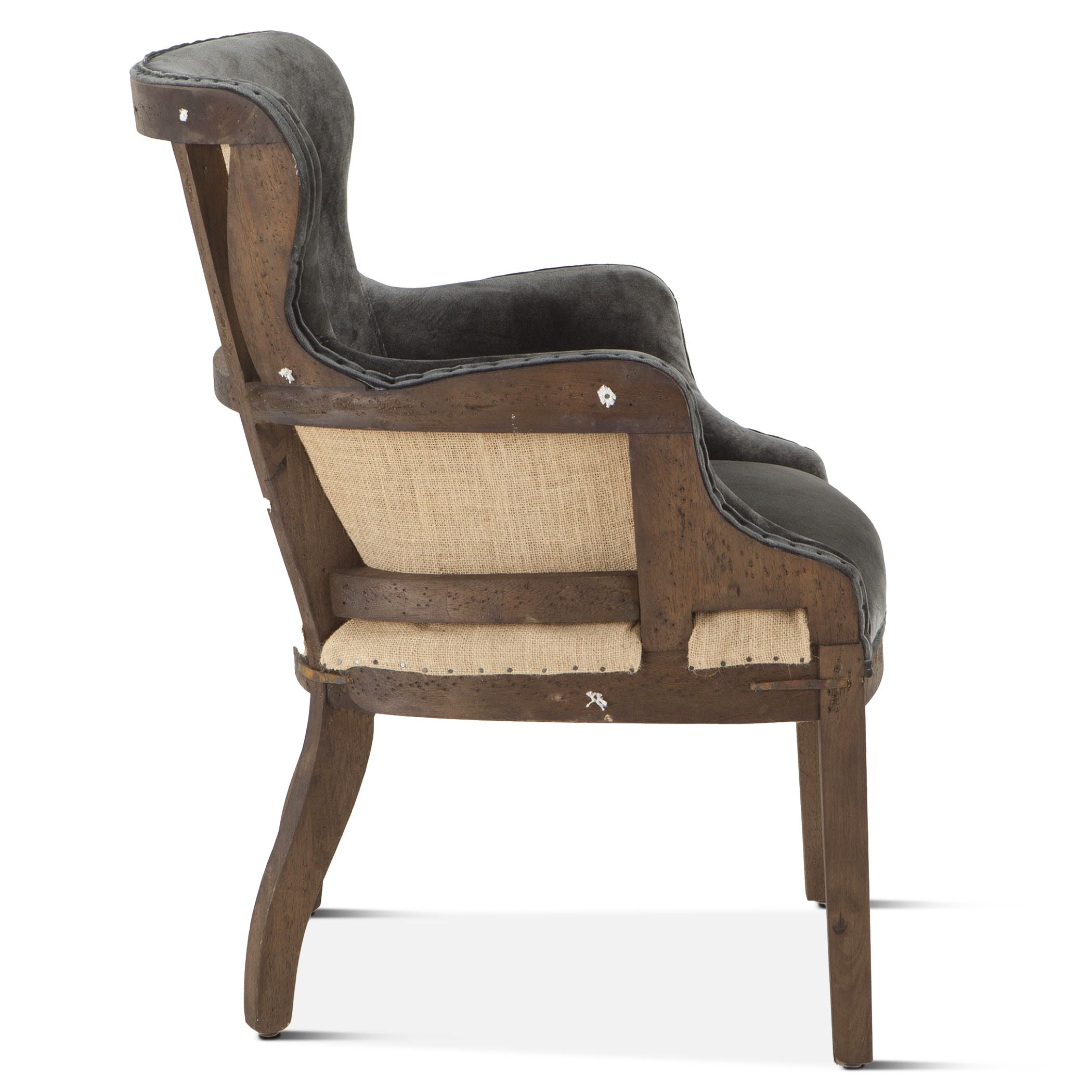 Deconstructed Gray Velvet Accent Chair