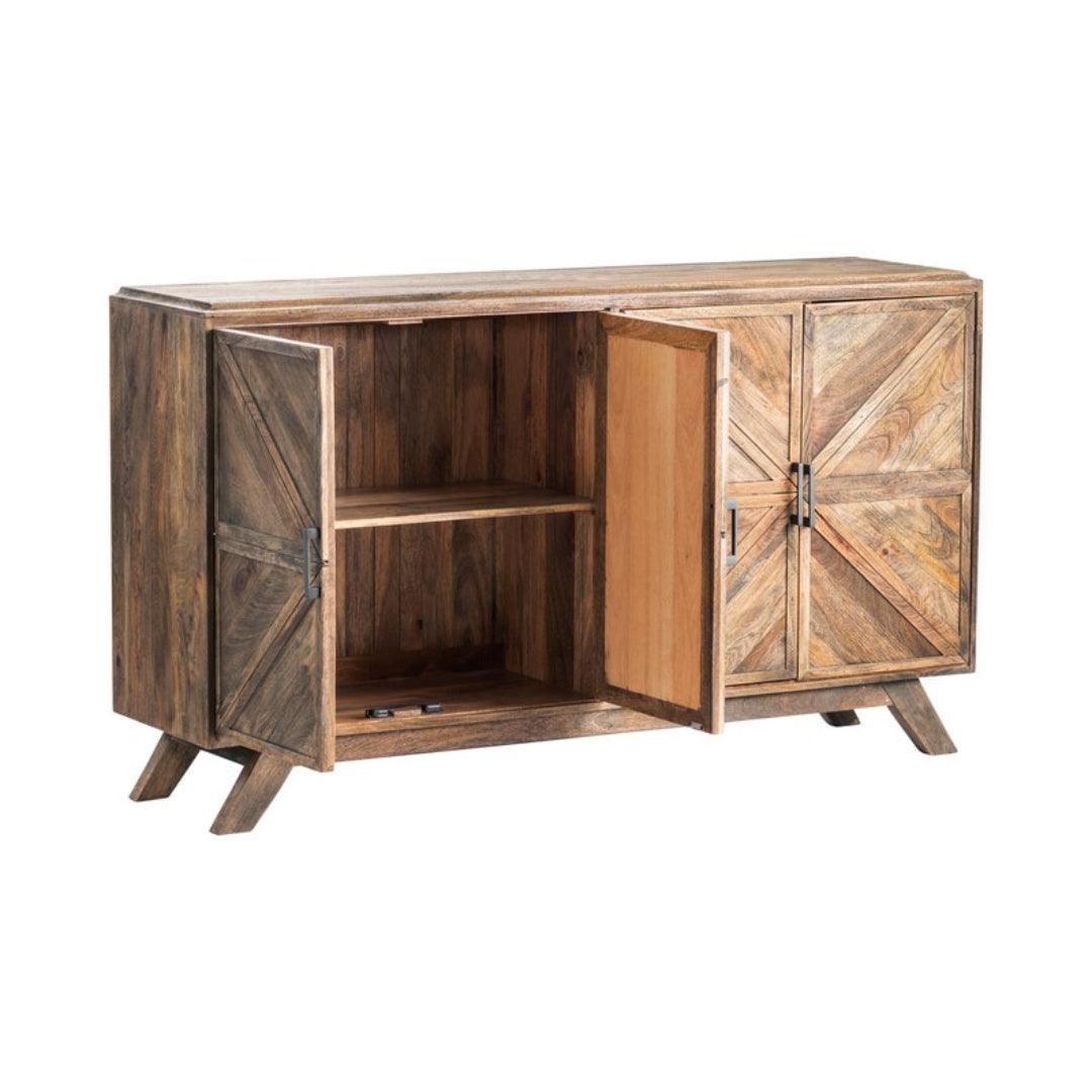 Geometric Design Rustic Wooden Sideboard