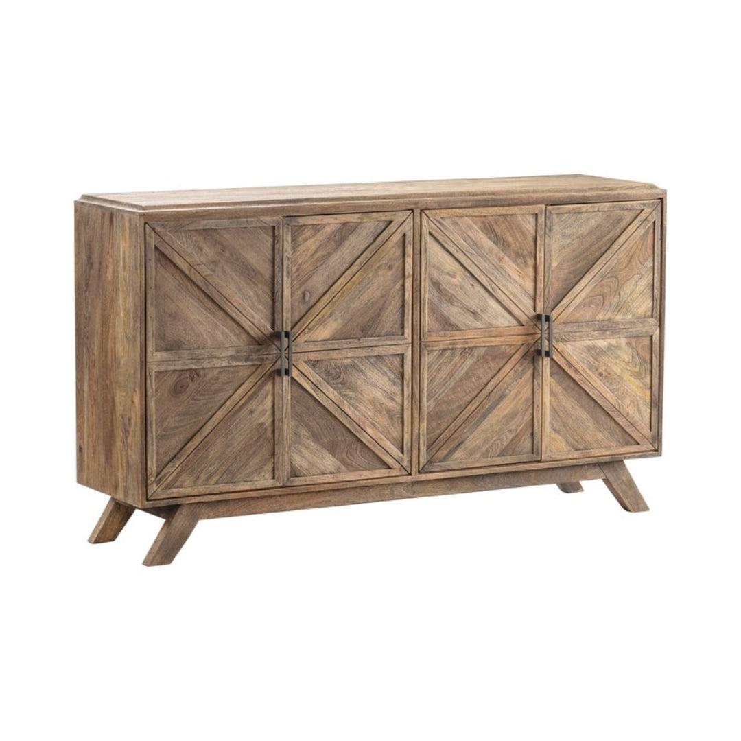 Geometric Design Rustic Wooden Sideboard