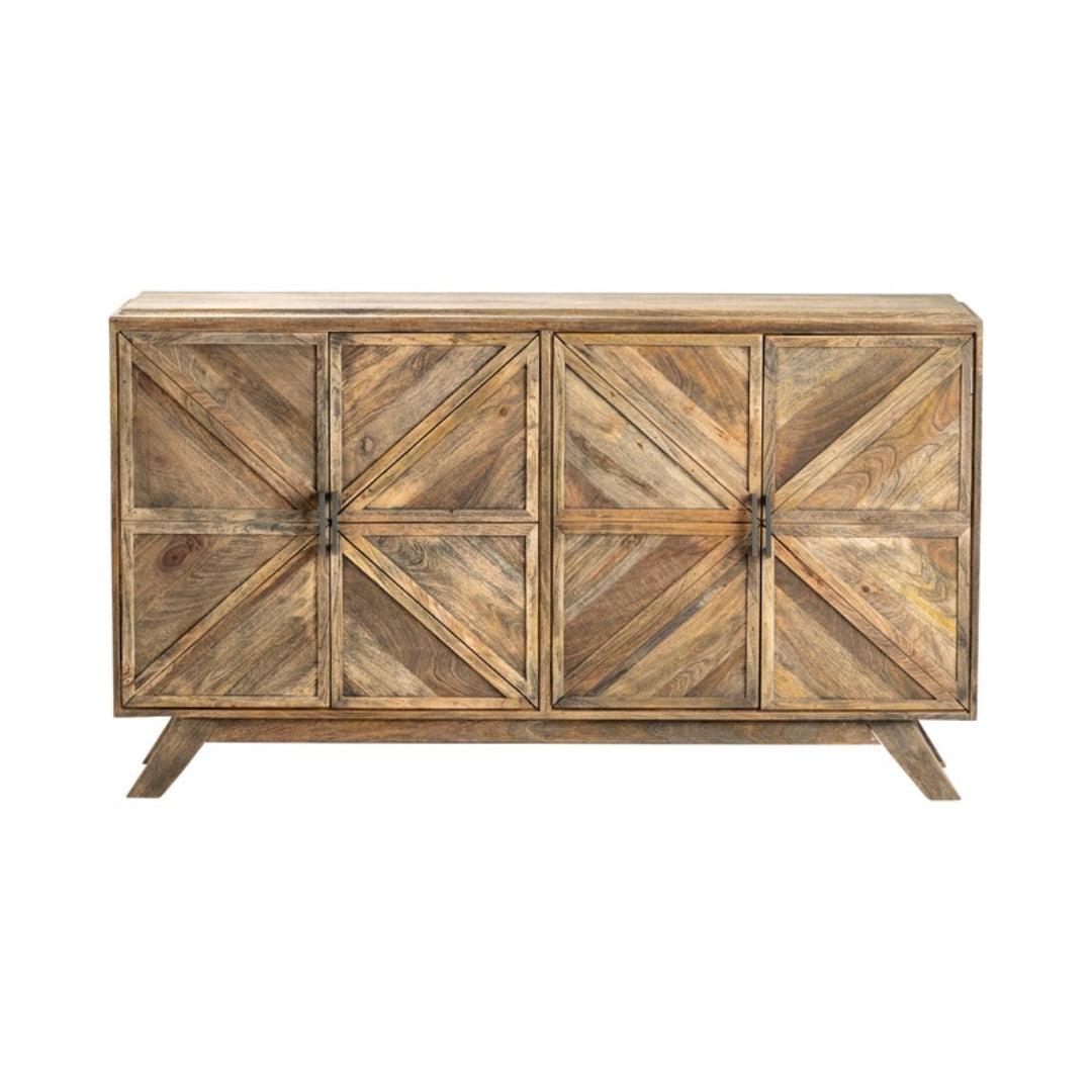 Geometric Design Rustic Wooden Sideboard