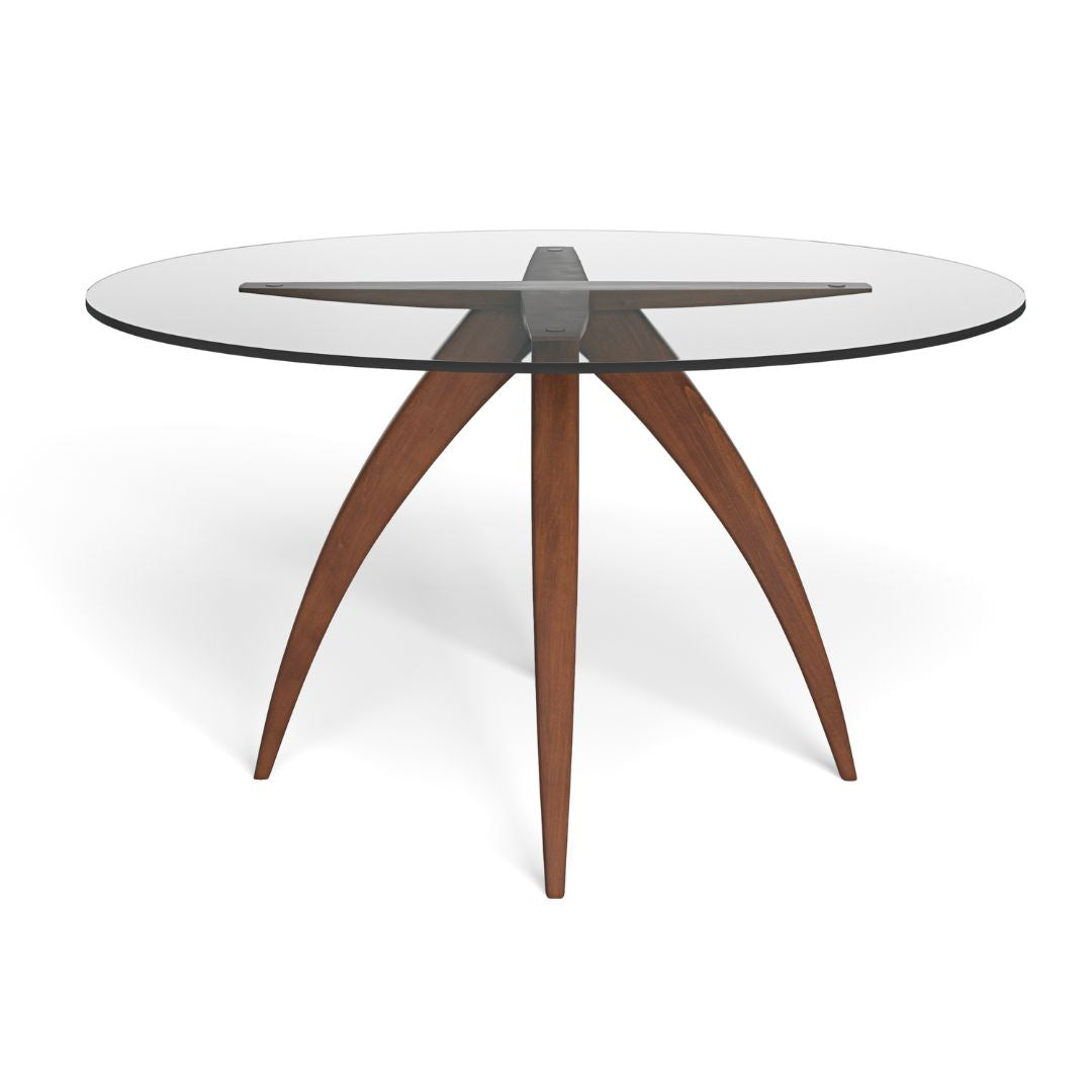 Modern Spider Leg Glass Top Dining Table