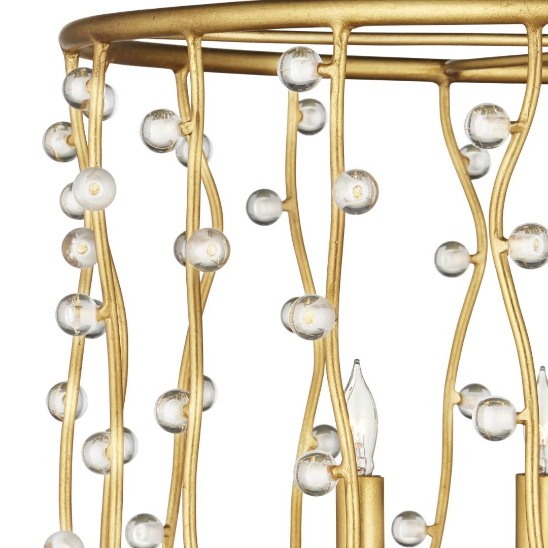 Gold Wavy Crystal Beads Chandelier