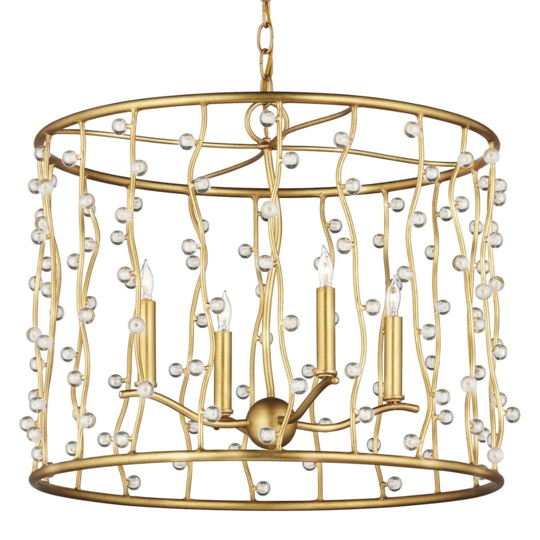 Gold Wavy Crystal Beads Chandelier