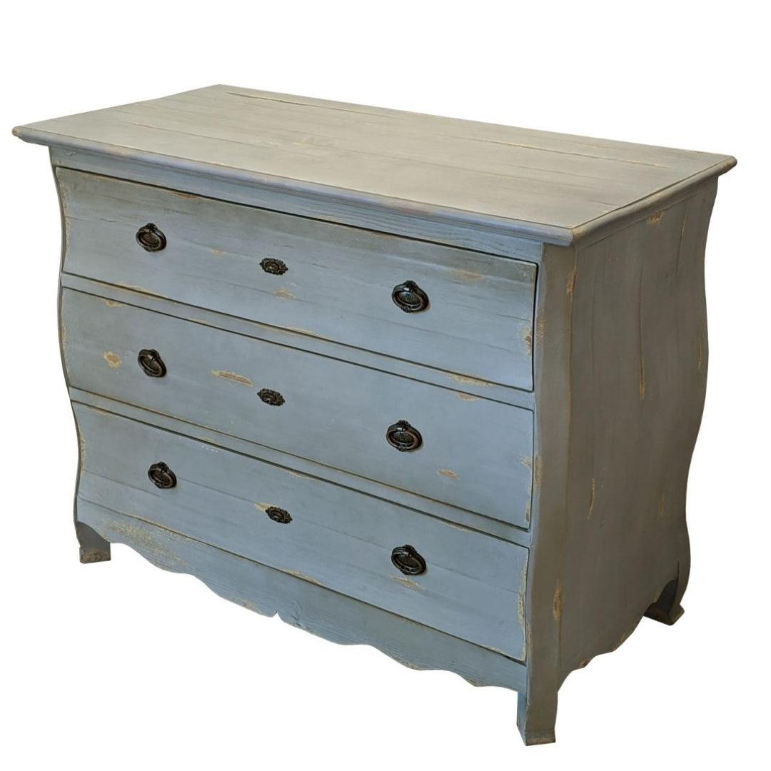 French Gray Blue Gustavian Curved Chest