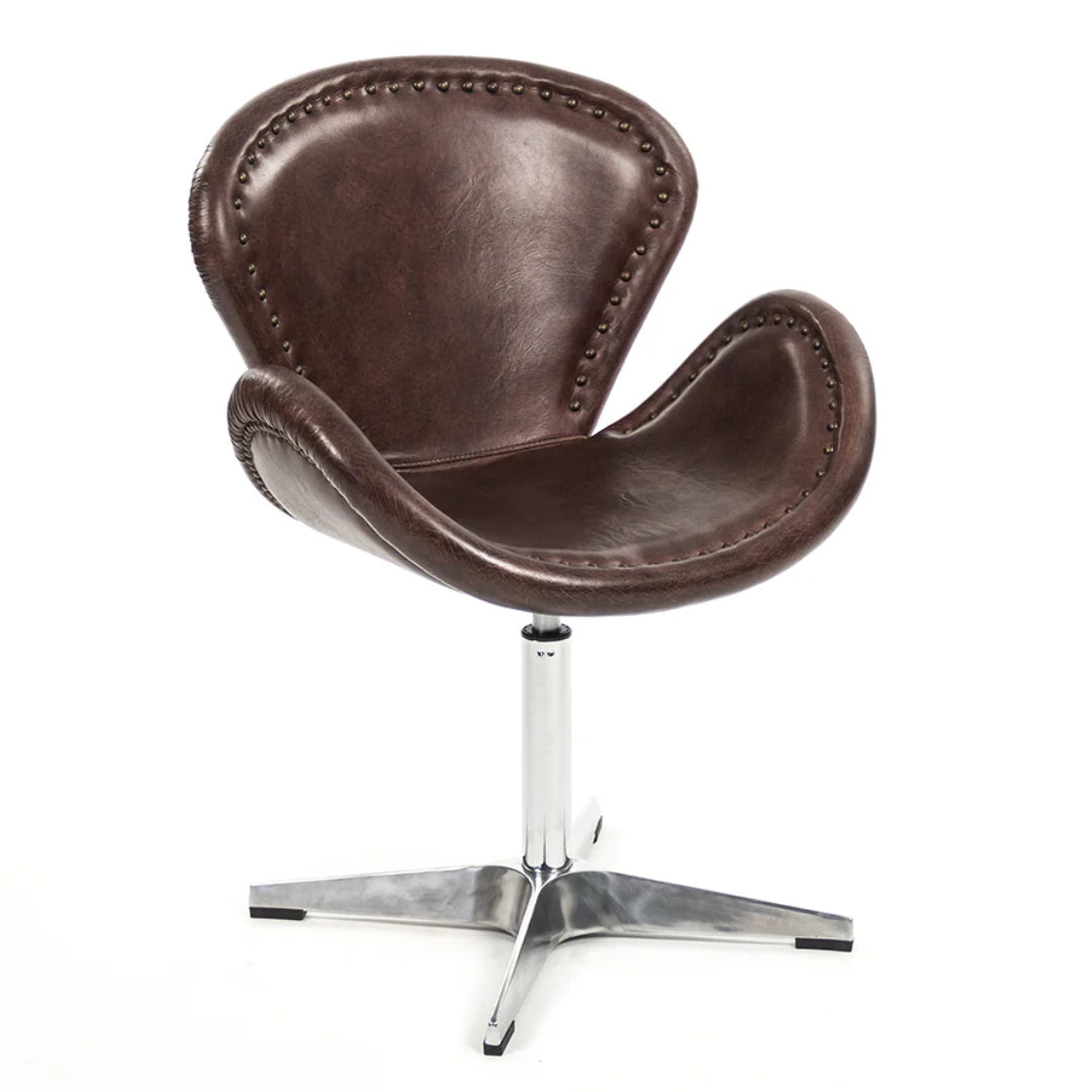 Industrial Swivel Brown Accent Chair