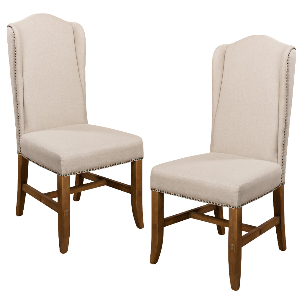 Ivory High Back Dining Chairs - Set of 2