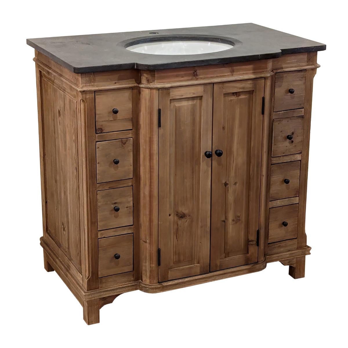 Natural Finish Blue Stone Top Vanity