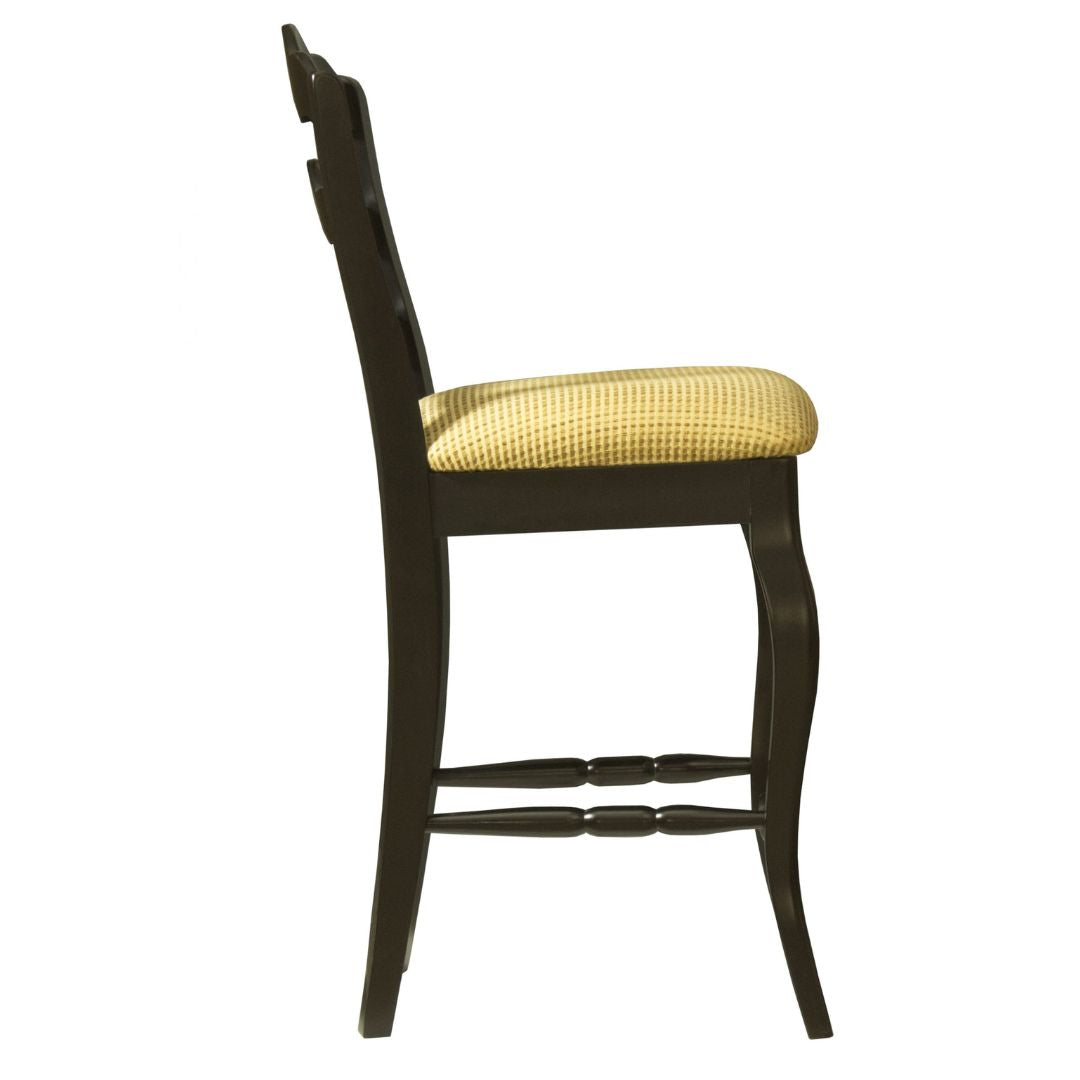 Classic French Ladder Back Upholstered Counter Stool