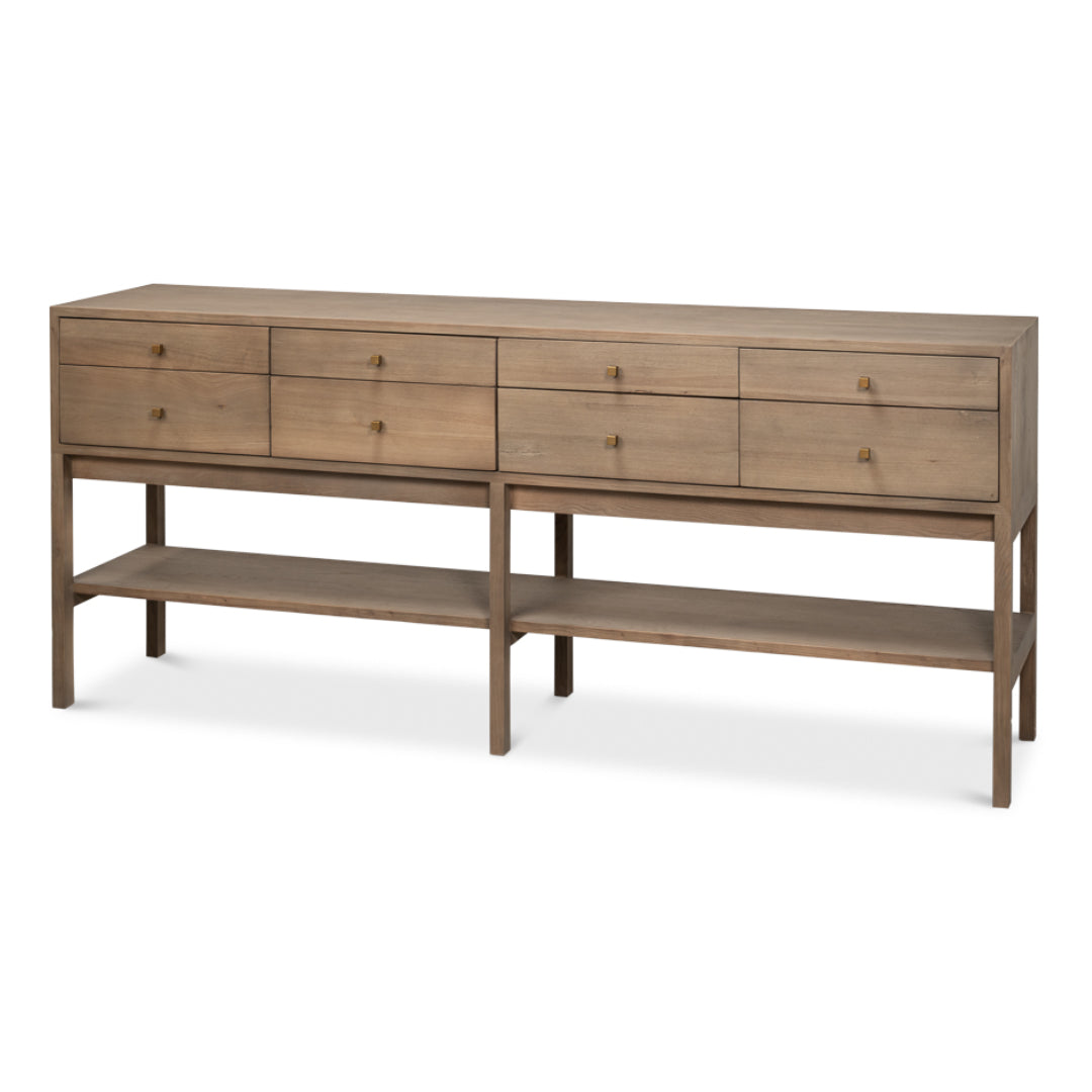 Transitional Rustic 8-Drawer Console Table