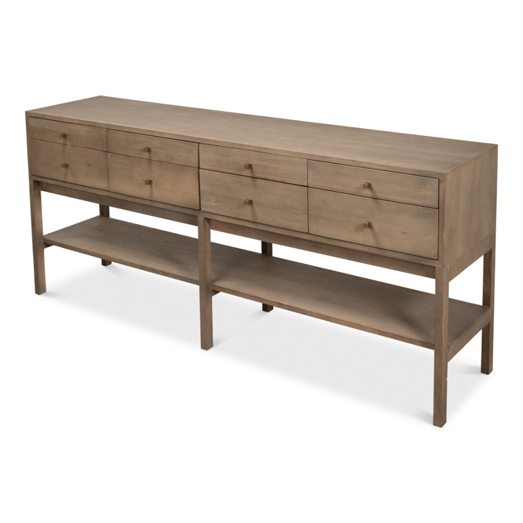 Transitional Rustic 8-Drawer Console Table