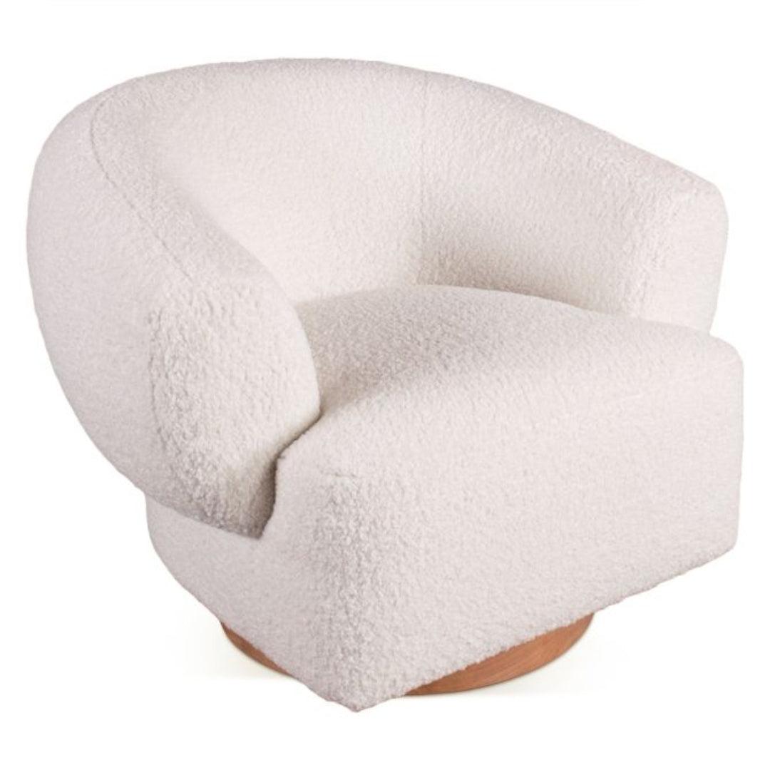 Luxe Cream Boucle Swivel Chair