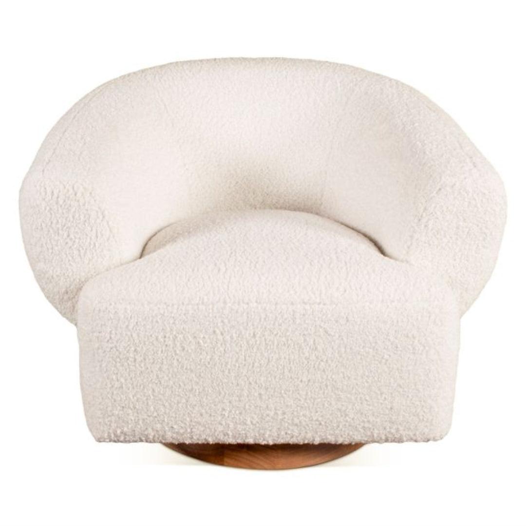 Luxe Cream Boucle Swivel Chair