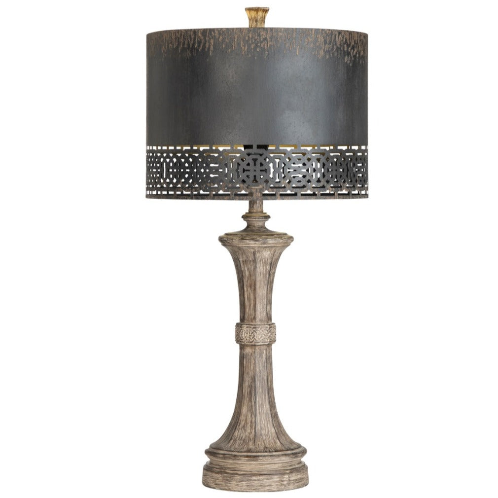 Black Pierced Metal Shade Table Lamp - Set