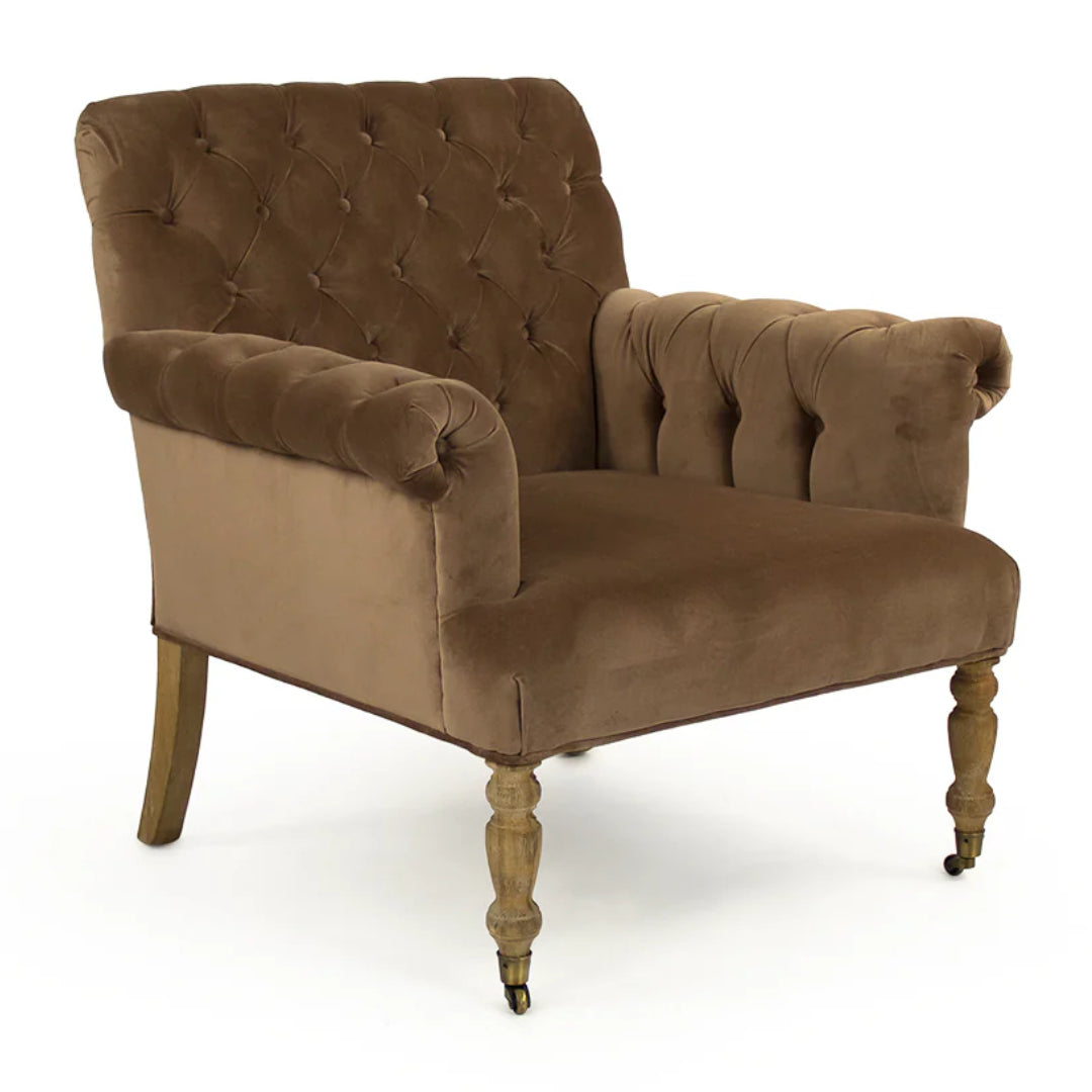 Manor Tufted Brown Velvet Accent Chair