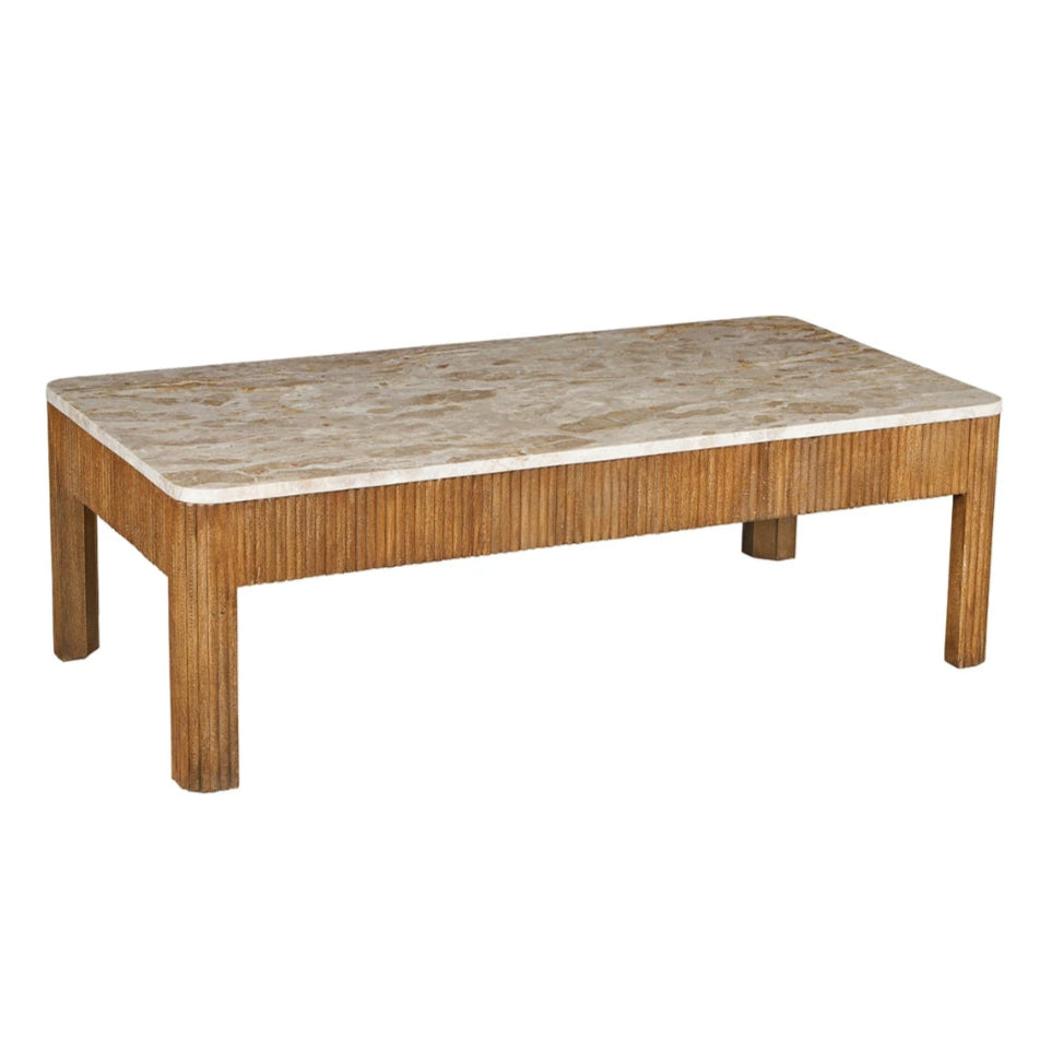 Reeded Marble Top Coffee Table