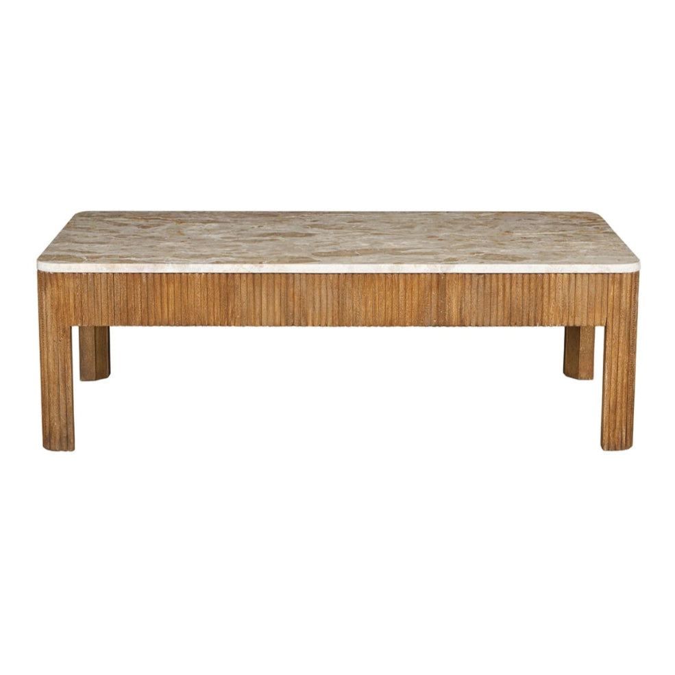 Reeded Marble Top Coffee Table