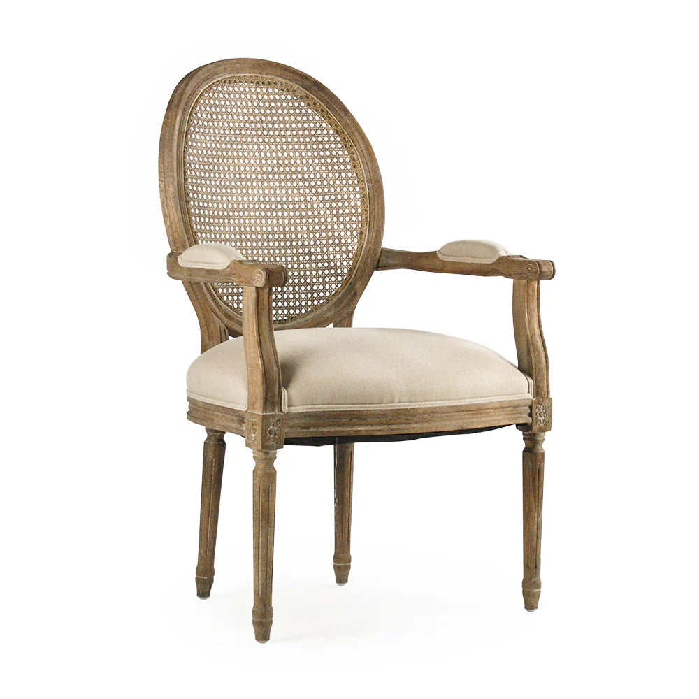 French Chic Cane Back Arm Chair