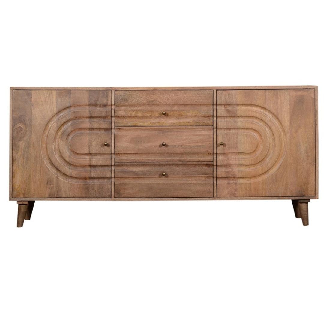 Concentric Brown Oval Design Sideboard