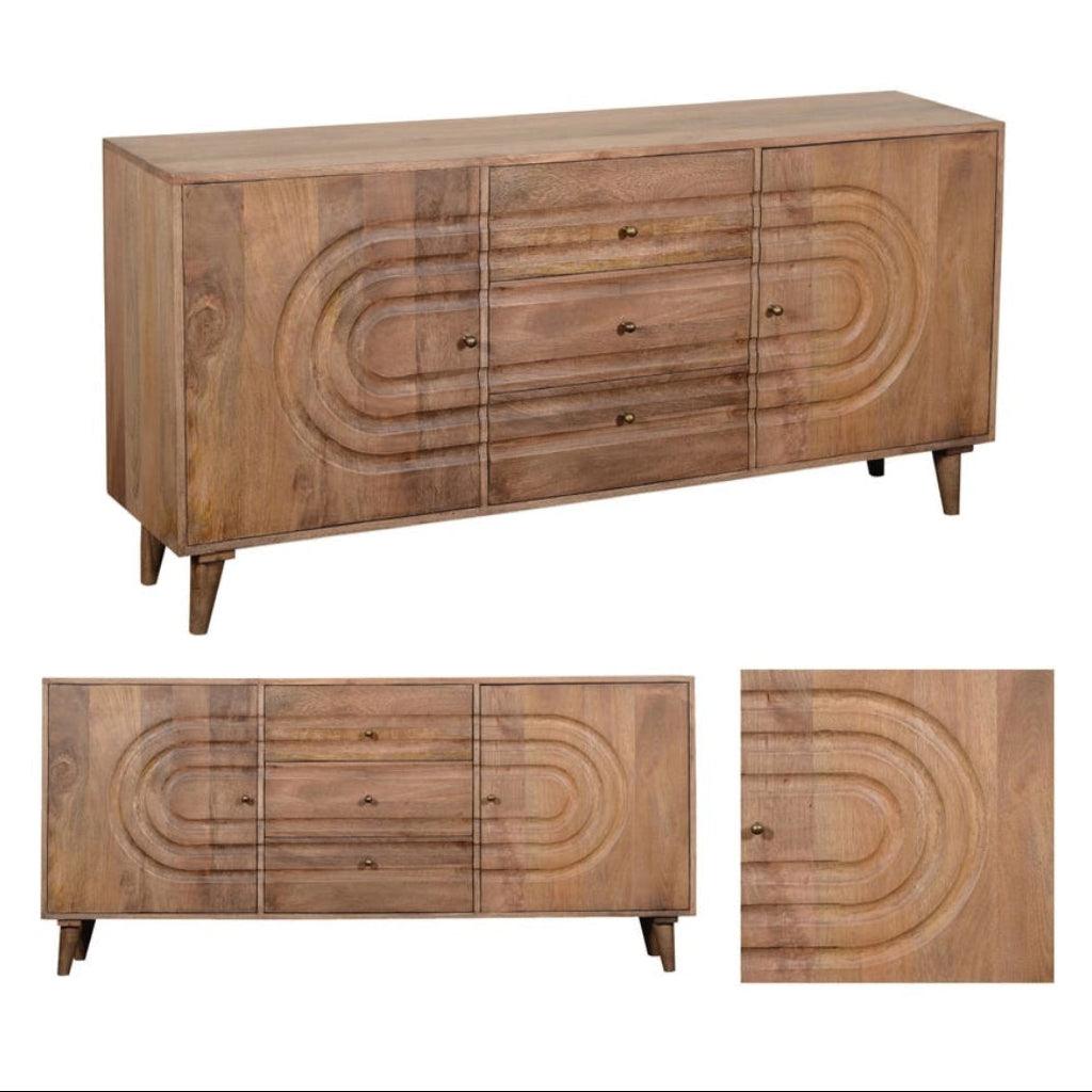 Concentric Brown Oval Design Sideboard