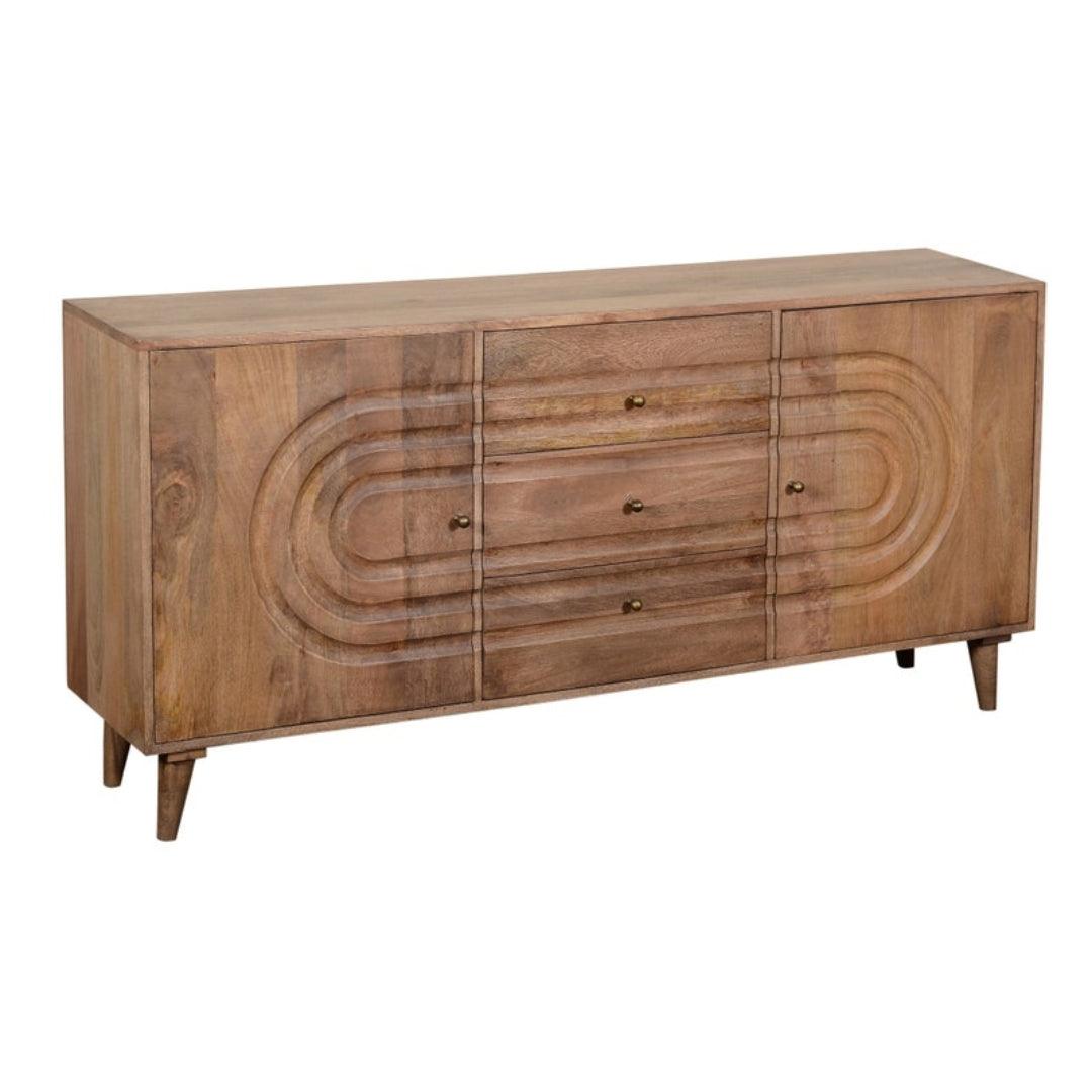 Concentric Brown Oval Design Sideboard