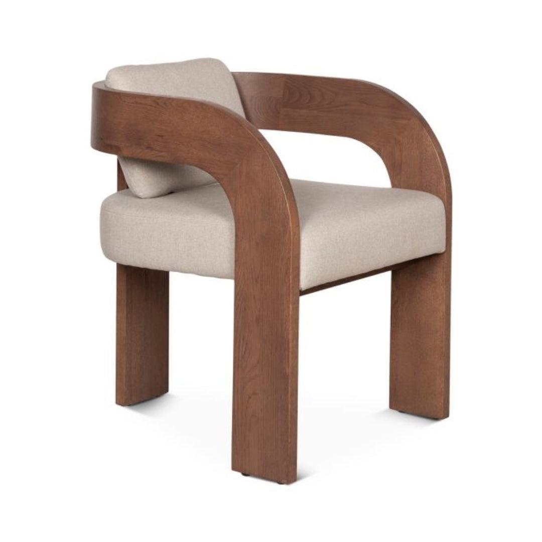 Sculptured Modern Curved Wood Frame Accent Chair