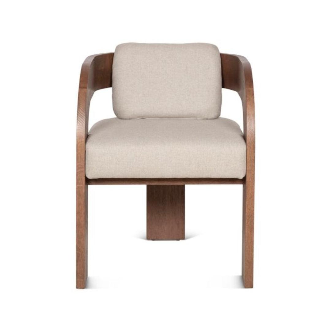 Sculptured Modern Curved Wood Frame Accent Chair