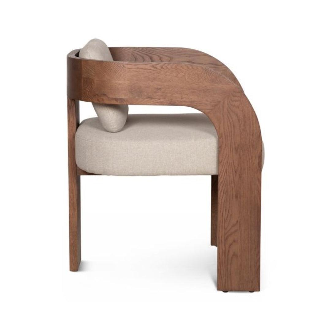 Sculptured Modern Curved Wood Frame Accent Chair