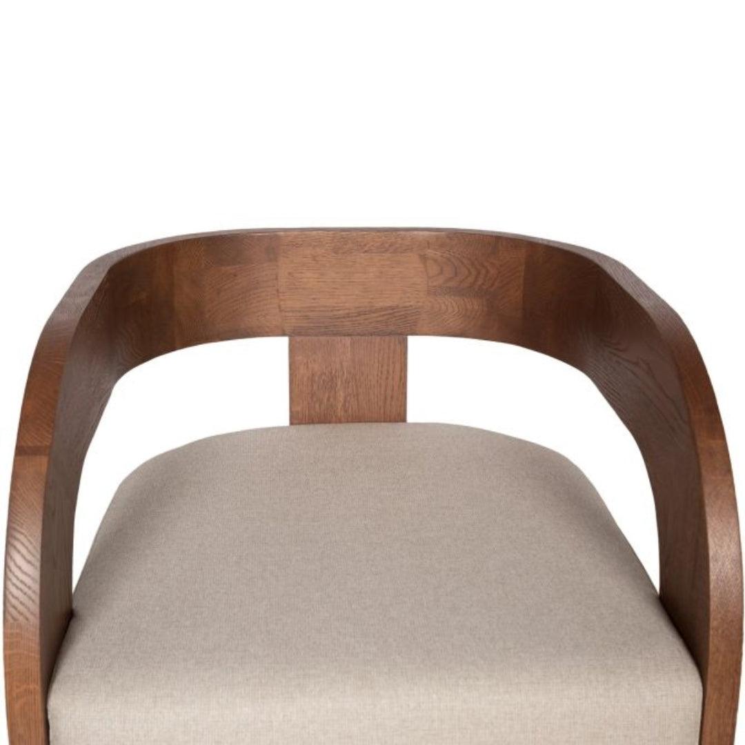 Sculptured Modern Curved Wood Frame Accent Chair