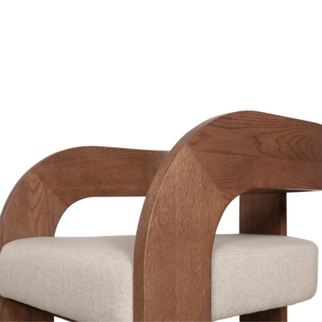 Sculptured Modern Curved Wood Frame Accent Chair