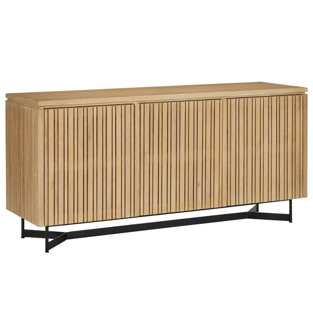 Modern Ribbed Morel Brown Credenza