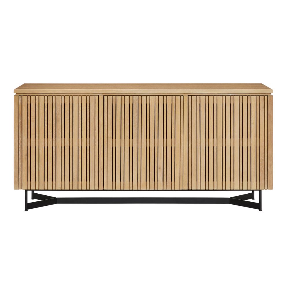 Modern Ribbed Morel Brown Credenza