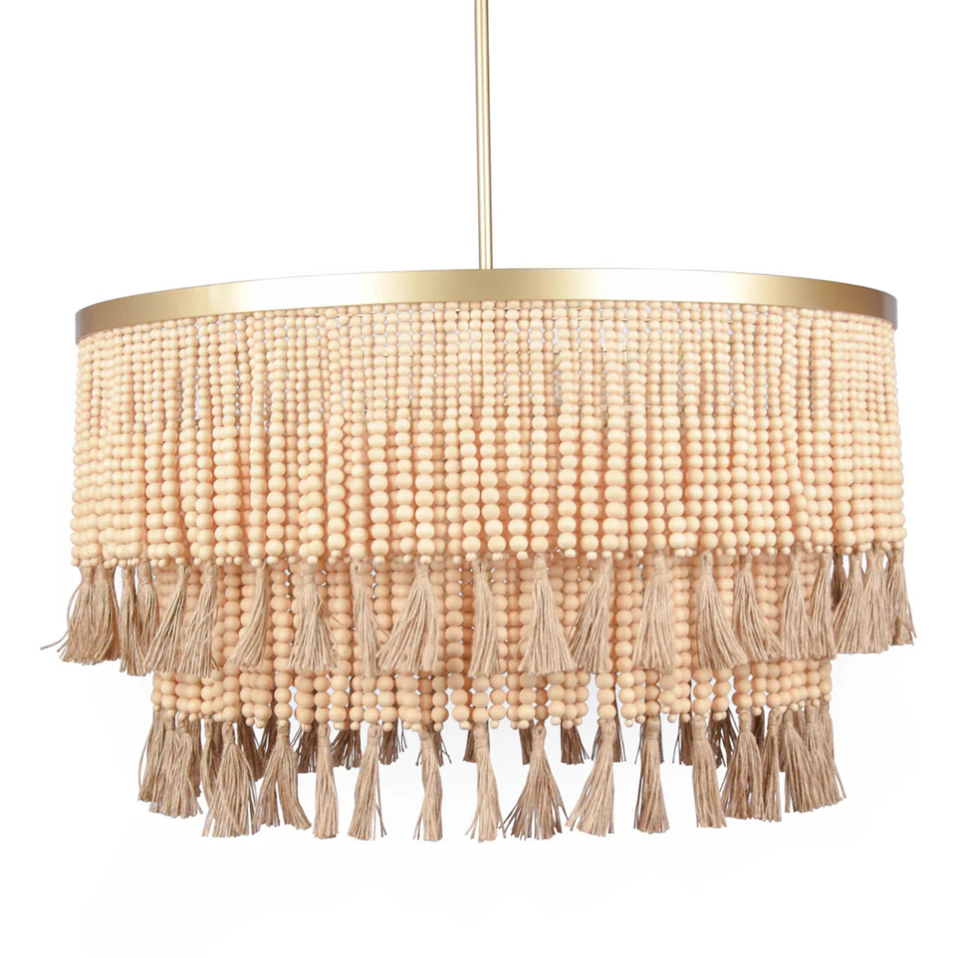 Natural Beige Wooden Beads Chandelier