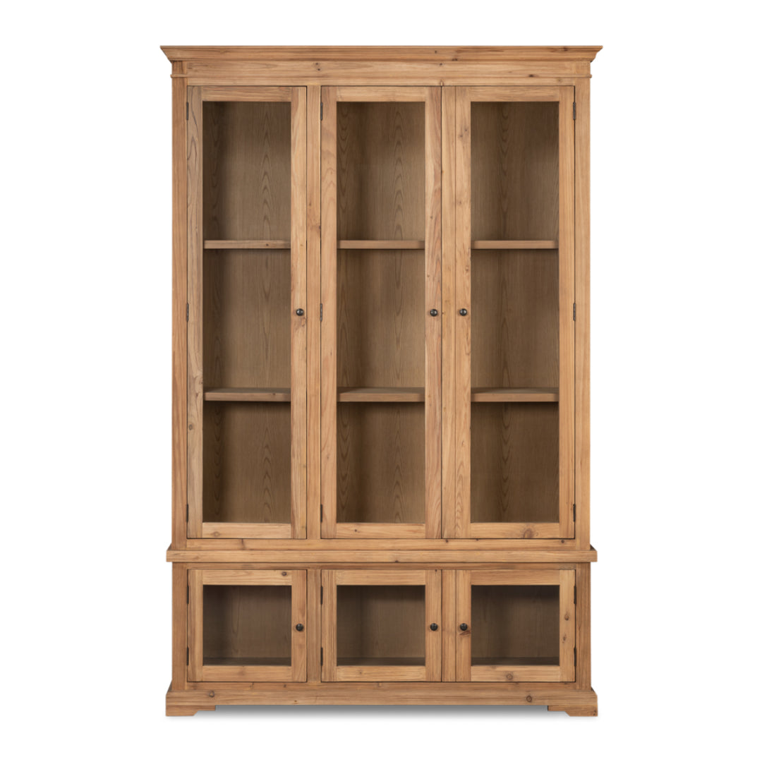 Natural Farmhouse Glass Front Bookcase