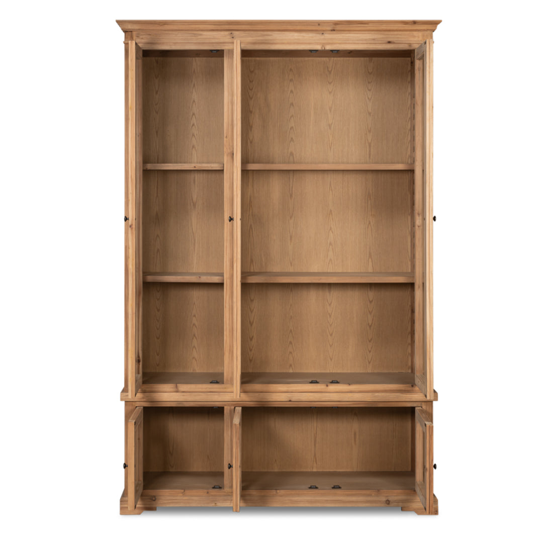 Natural Farmhouse Glass Front Bookcase