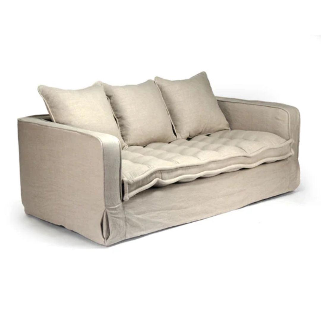 Cozy Natural Tufted Slipcover Sofa