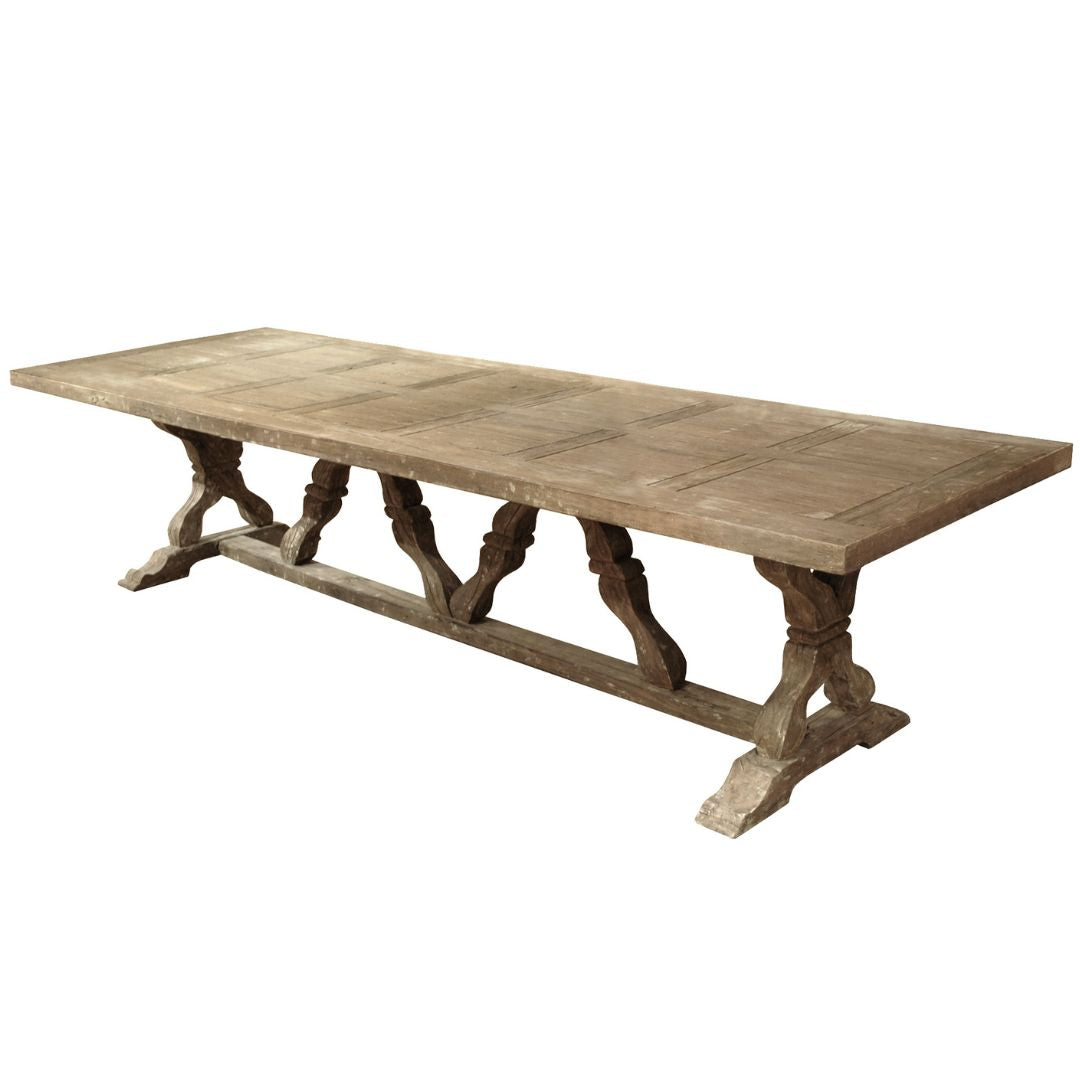 Extra Long French Wood Trestle Dining Table