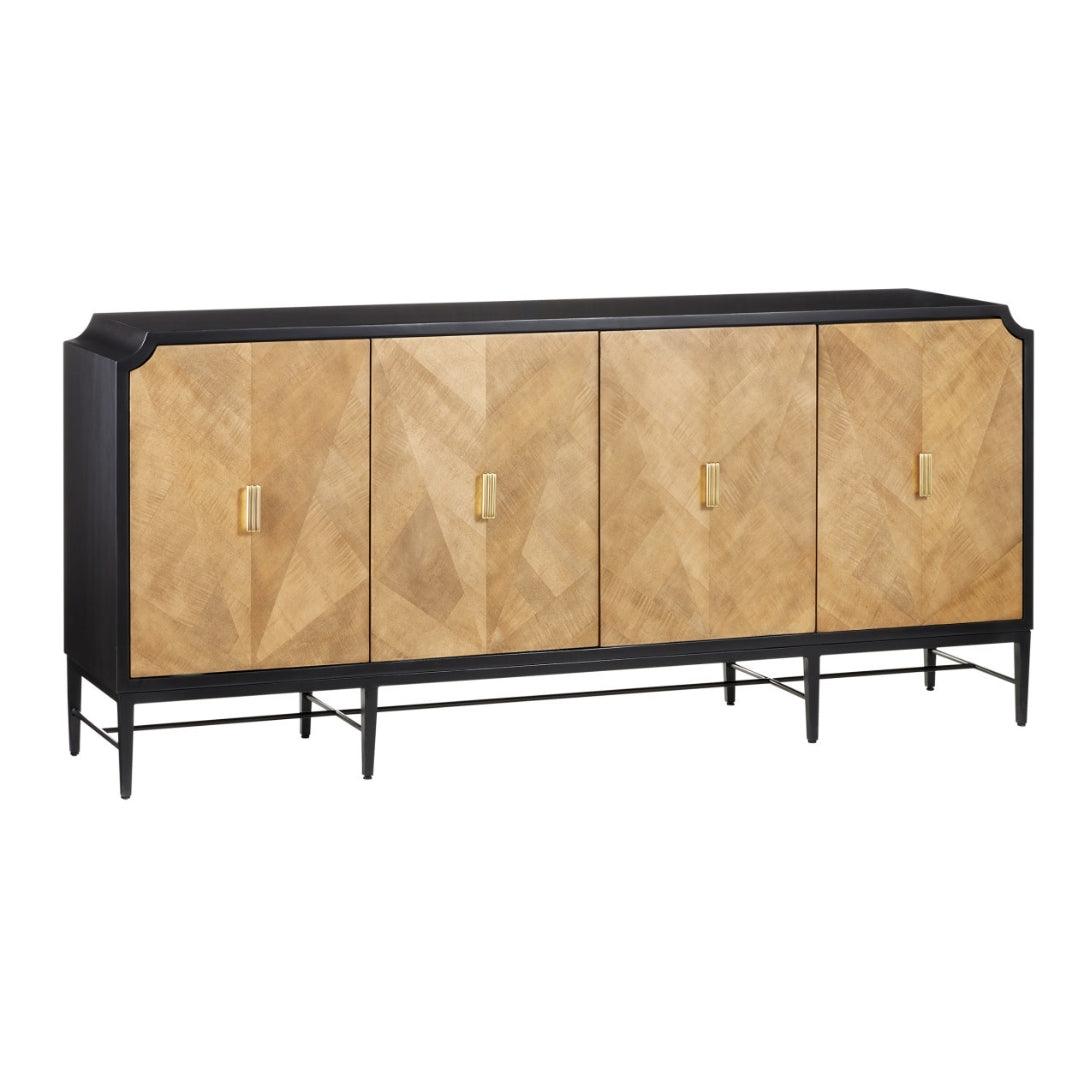 Natural Wood Brass Accents Sideboard