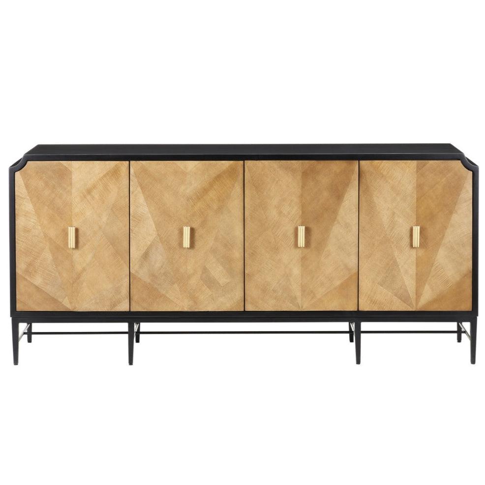 Natural Wood Brass Accents Sideboard