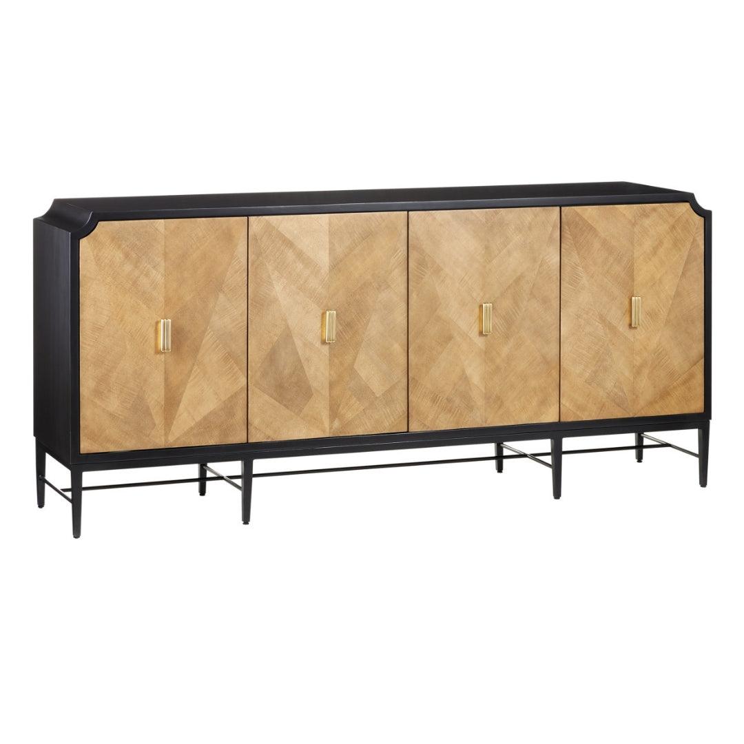 Natural Wood Brass Accents Sideboard