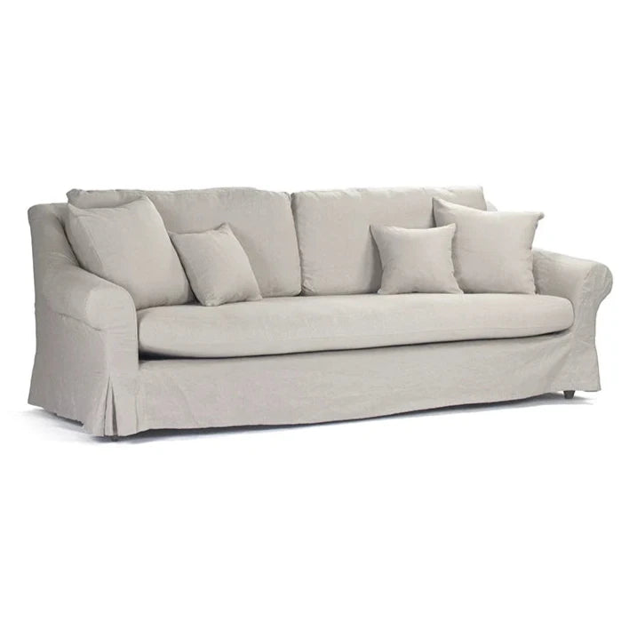 Natural Linen Cabriole Arm Sofa